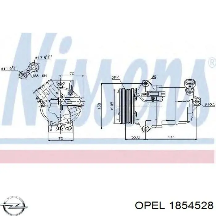 1854528 Opel compresor de aire acondicionado