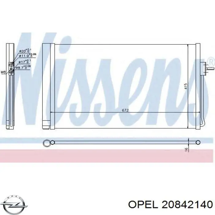 Aire acondicionado capacitor Opel 20842140 precio, desde 92,93 EUR