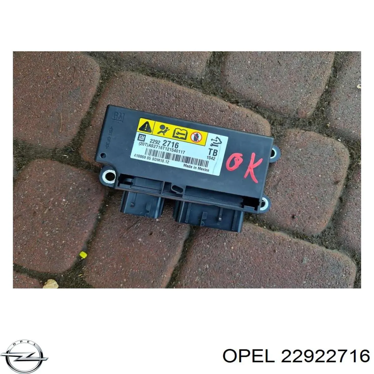 Módulo de control de airbag 22922716 Opel