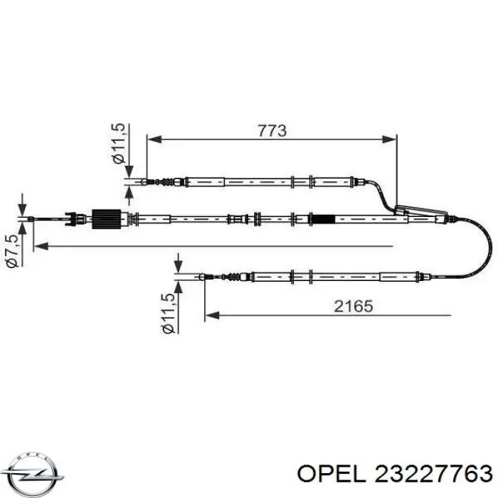 23227763 Opel cable de freno de mano trasero derecho/izquierdo