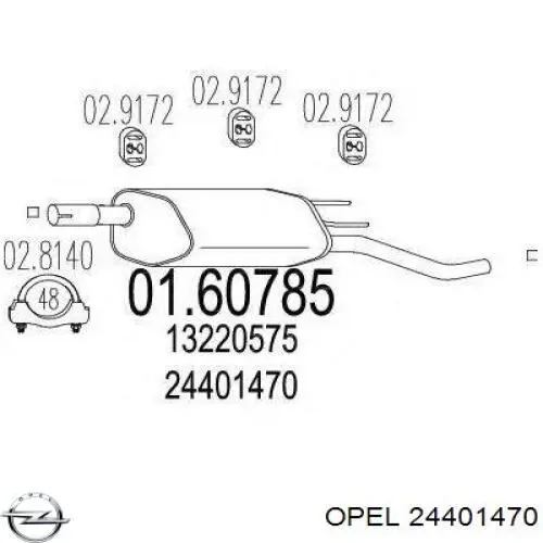 Silenciador trasero Opel 24401470 precio, desde 67,08 EUR