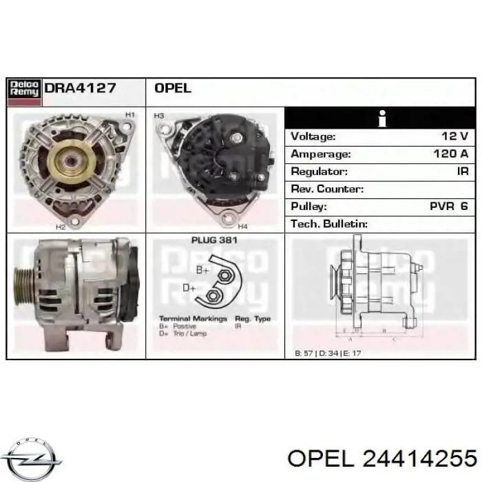 24414255 Opel alternador