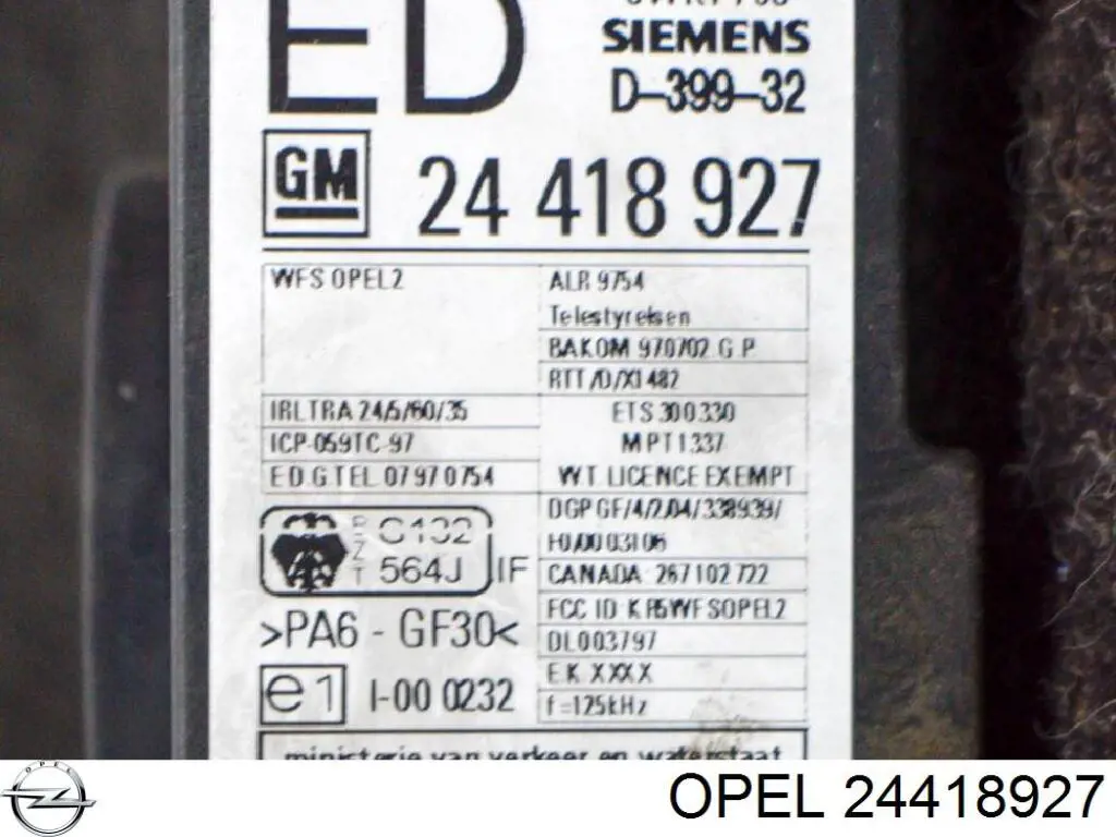 Módulo de control del inmovilizador Opel 24418927 precio, desde 33,40 EUR