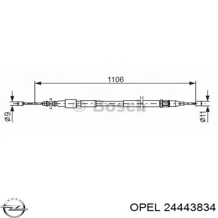 24443834 Opel cable de freno de mano trasero izquierdo