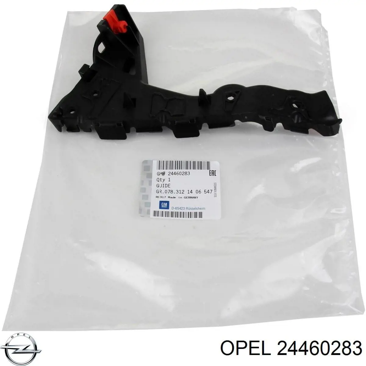 24460283 Opel soporte de guía para parachoques delantero, izquierdo