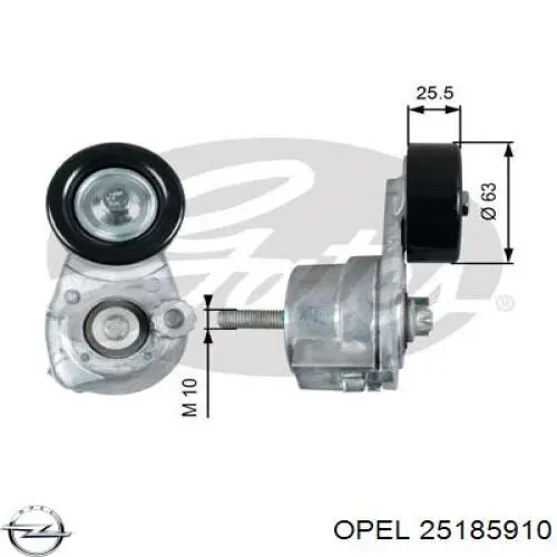 25185910 Opel rodillo, correa trapecial poli v