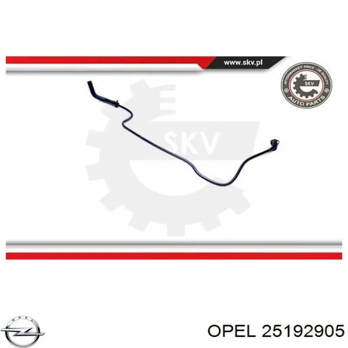 25192905 Opel acelerador de calentamiento de manguera (tubo)