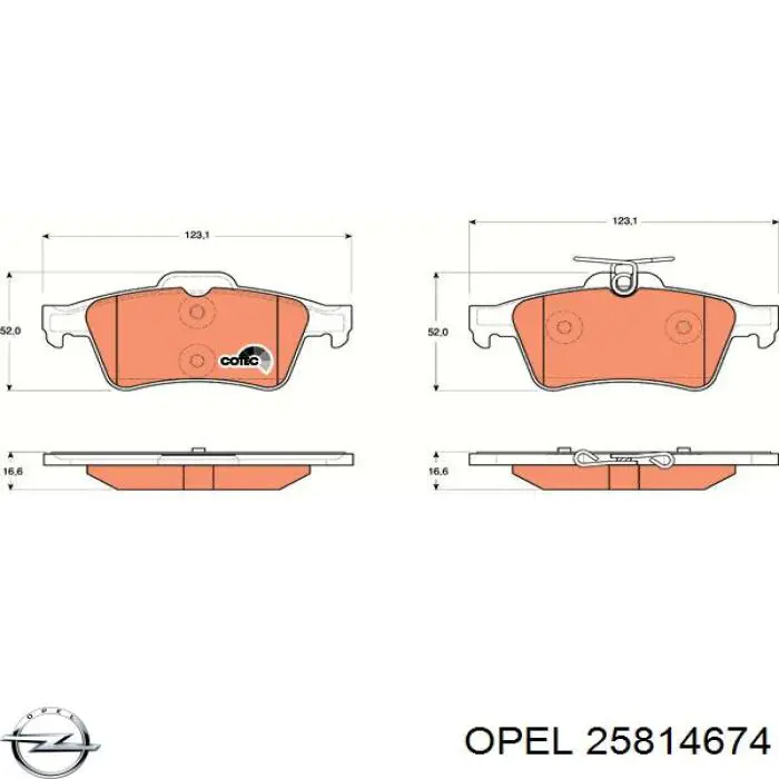 25814674 Opel pastillas de freno traseras