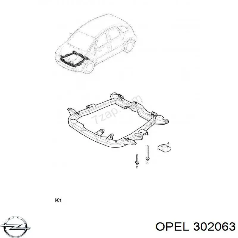Subchasis delantero soporte motor para Opel Corsa (F08)
