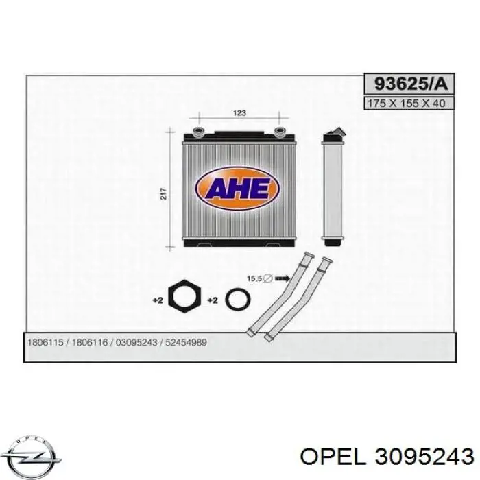 3095243 Opel radiador calefacción