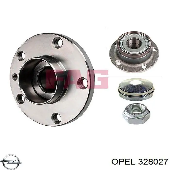 328027 Opel cubo de rueda trasero