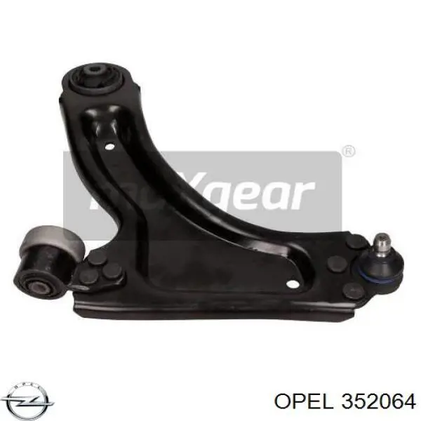 Brazo inferior izquierdo de la suspensión delantera 352064 Opel