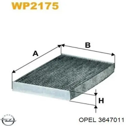 3647011 Opel filtro de habitáculo