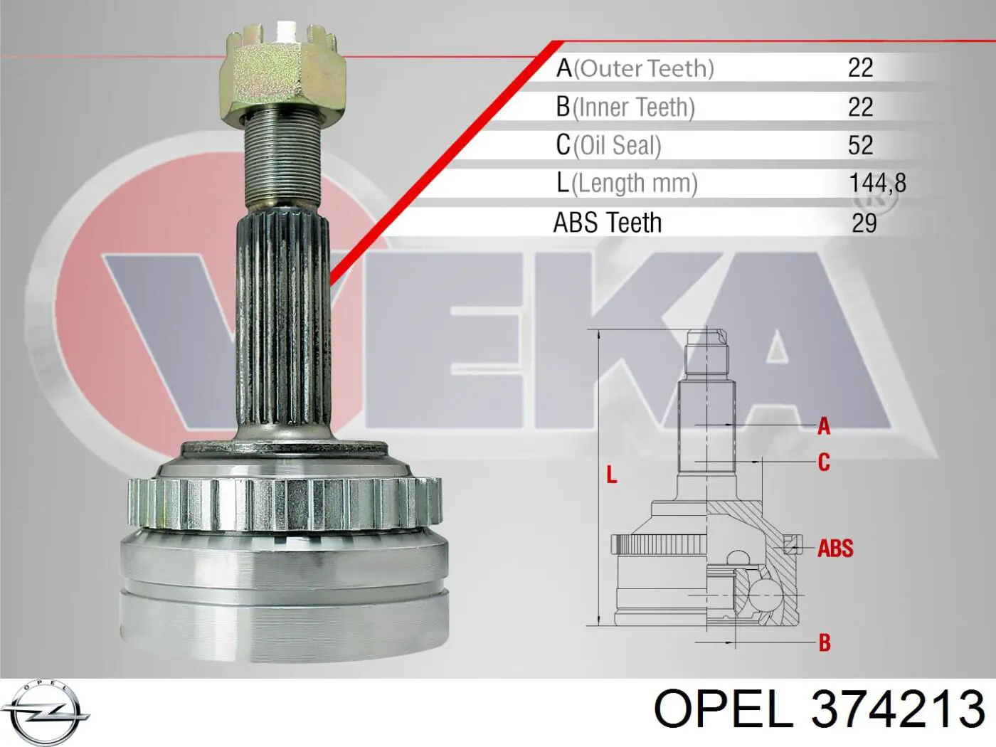 374213 Opel junta homocinética exterior delantera