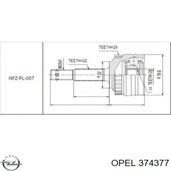 Junta homocinética exterior delantera Opel 374377 precio, desde 33,52 EUR