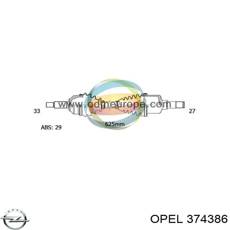 374386 Opel árbol de transmisión delantero derecho