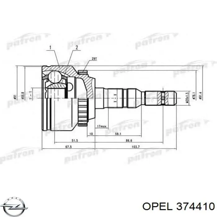 374410 Opel junta homocinética exterior delantera