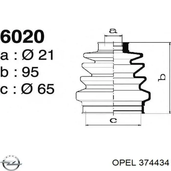 374434 Opel fuelle, árbol de transmisión delantero exterior