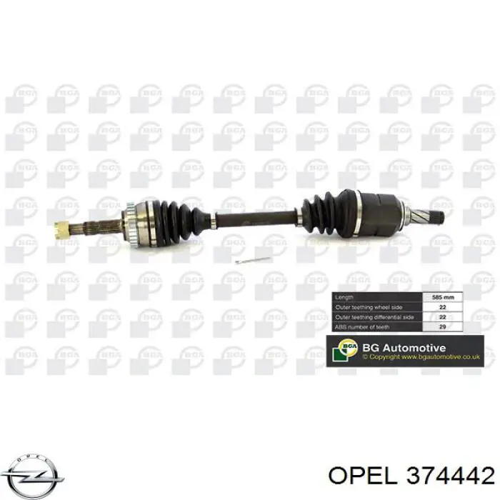 Semieje delantero izquierdo Opel 374442 precio, desde 49,37 EUR