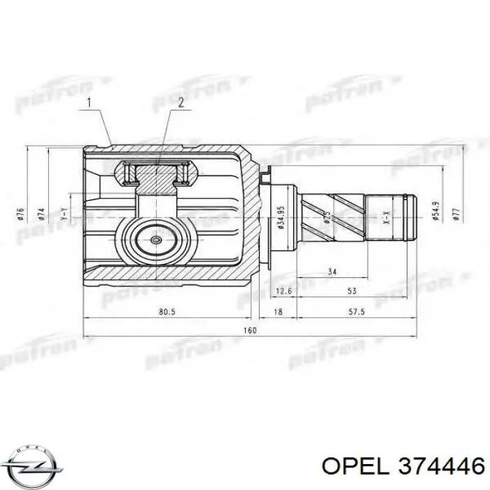 374446 Opel junta homocinética interior delantera