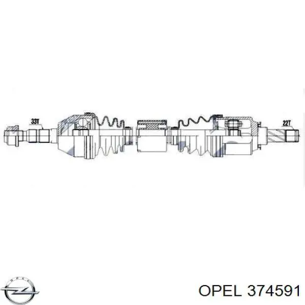 374591 Opel árbol de transmisión delantero derecho