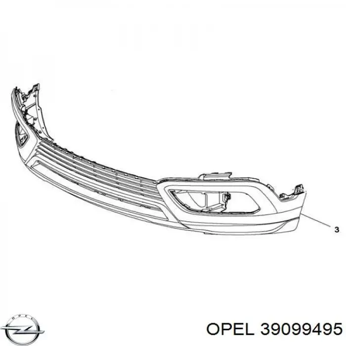 39099495 Opel parachoques delantero, parte inferior