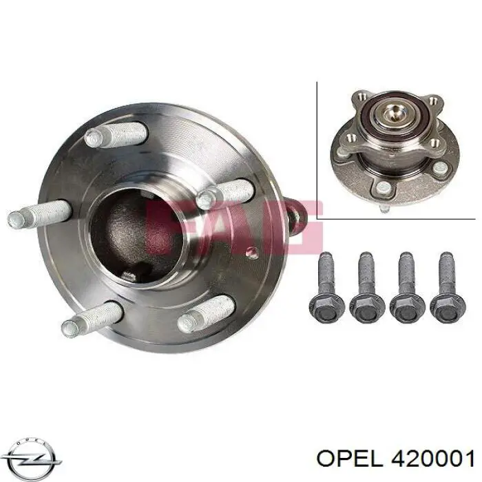 420001 Opel cubo de rueda trasero