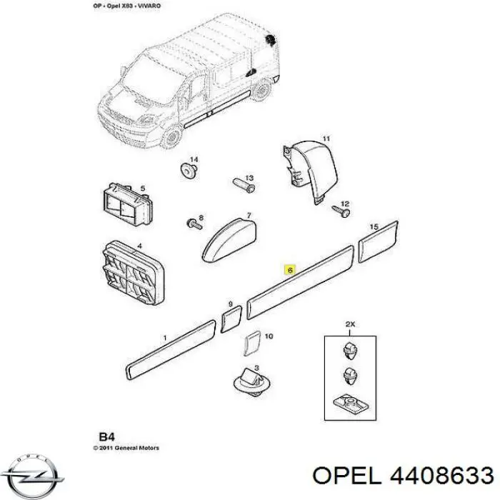 Comprar 4408633 Opel Moldura del guardabarros trasero izquierdo