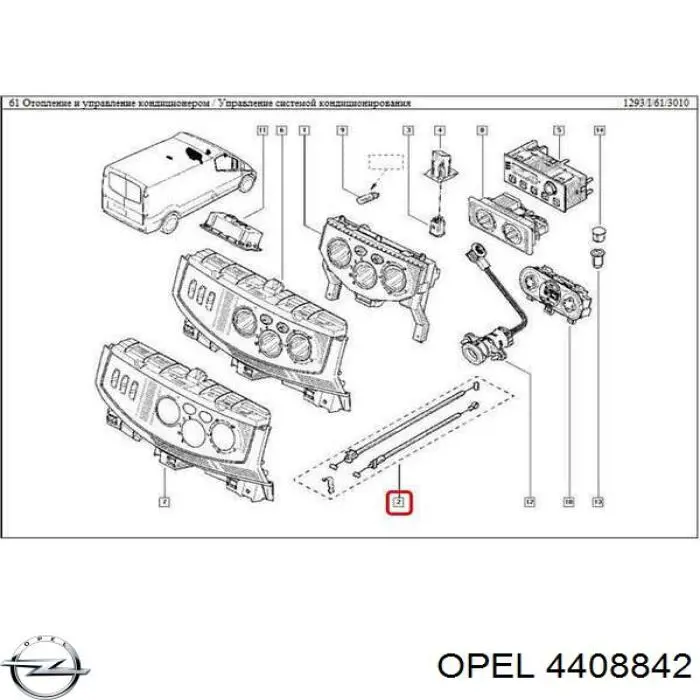 4408842 Opel elemento de control, calefacción