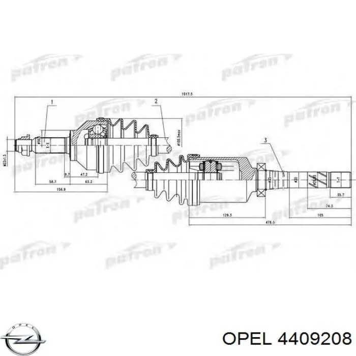 4409208 Opel árbol de transmisión delantero derecho