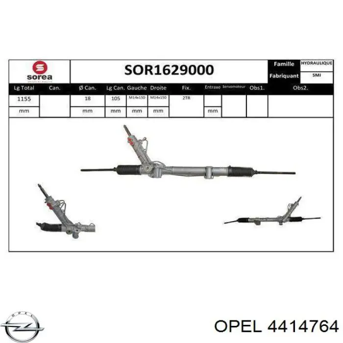 Engranaje de dirección Opel 4414764 precio, desde 239,58 EUR