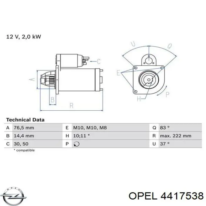 4417538 Opel motor de arranque