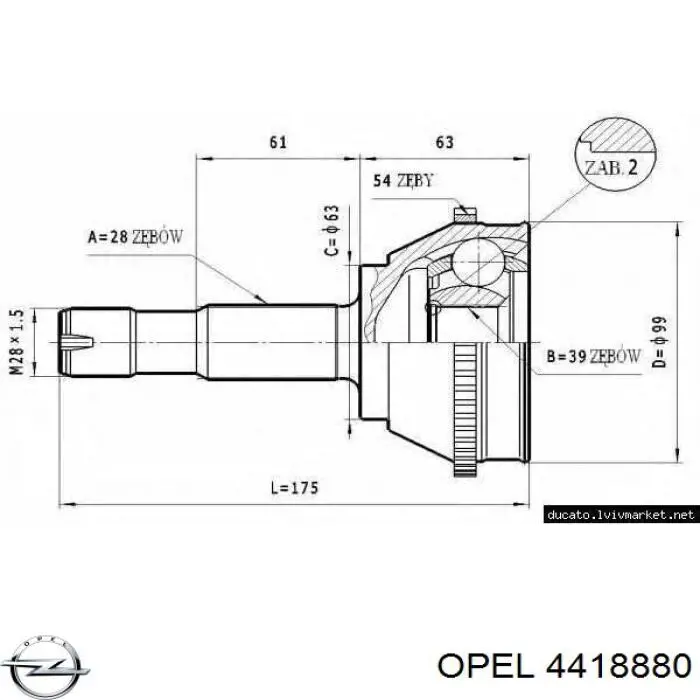 4418880 Opel soporte para taco de motor trasero