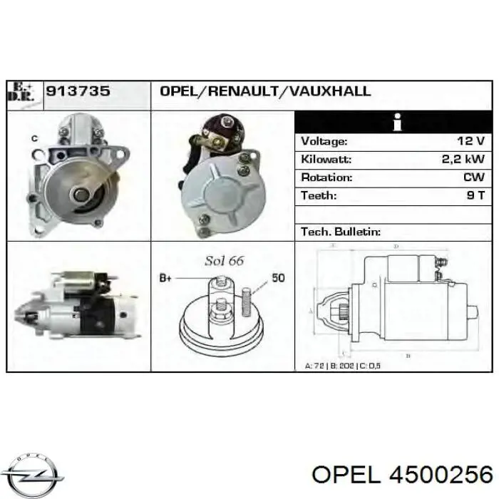 4500256 Opel motor de arranque