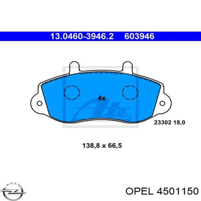 4501150 Opel pastillas de freno delanteras