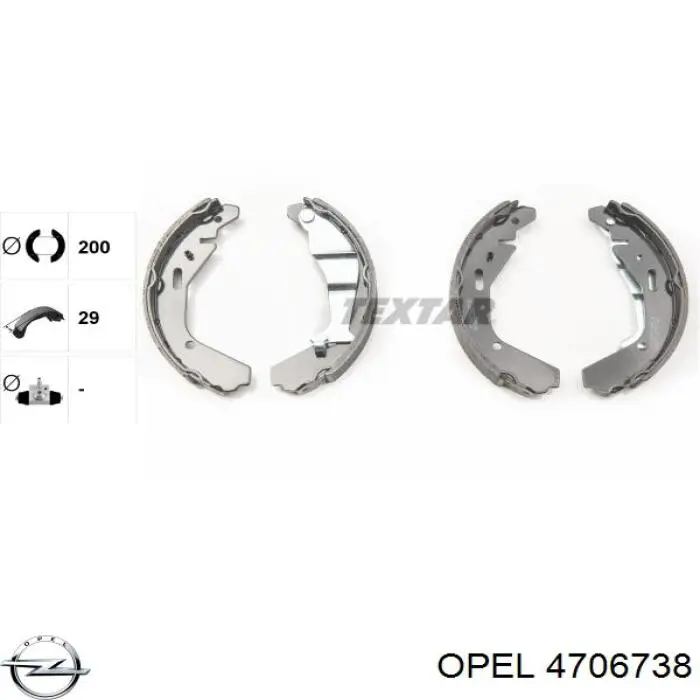 4706738 Opel zapatas de frenos de tambor traseras