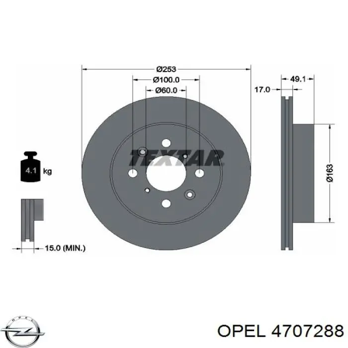 4707288 Opel freno de disco delantero