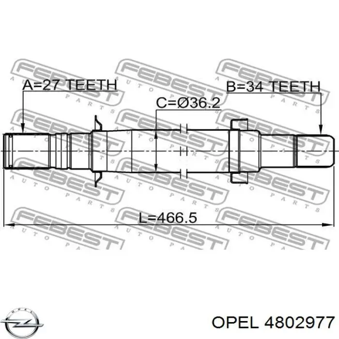 4802977 Opel Árbol de transmisión intermedio