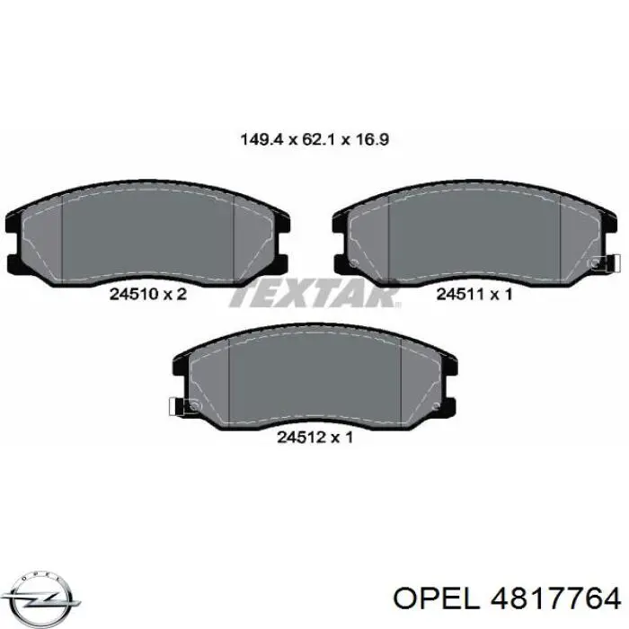 4817764 Opel pastillas de freno delanteras