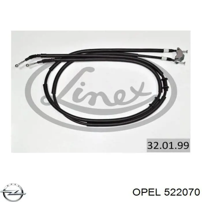 522070 Opel cable de freno de mano trasero derecho/izquierdo