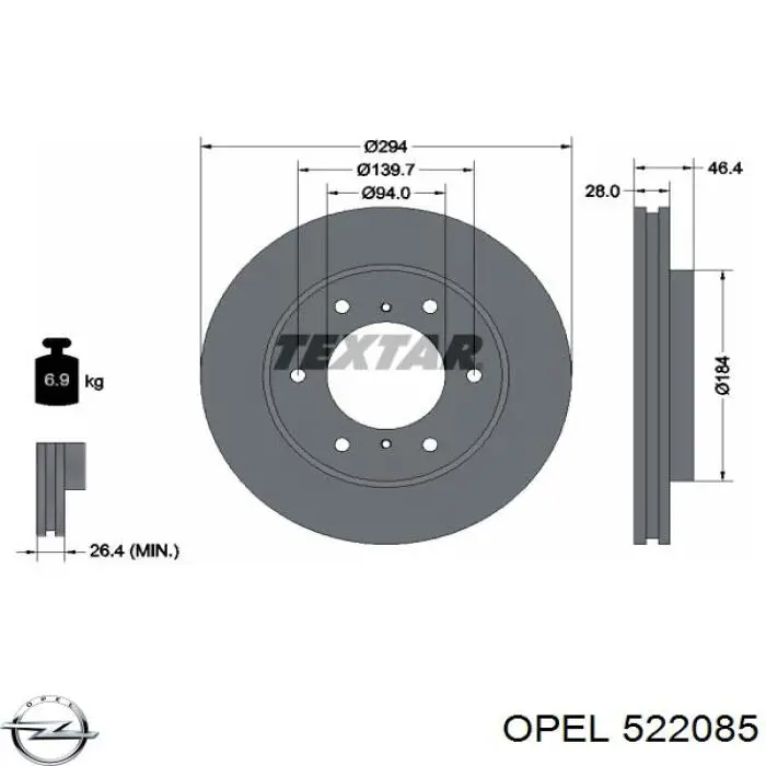 522085 Opel cable de freno de mano, kit de coche