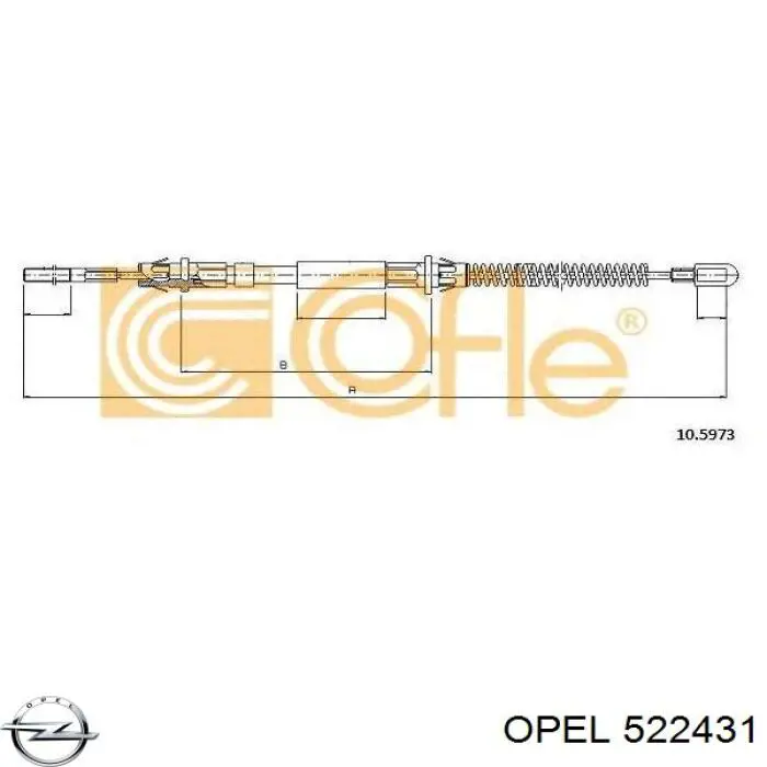 522431 Opel cable de freno de mano trasero izquierdo