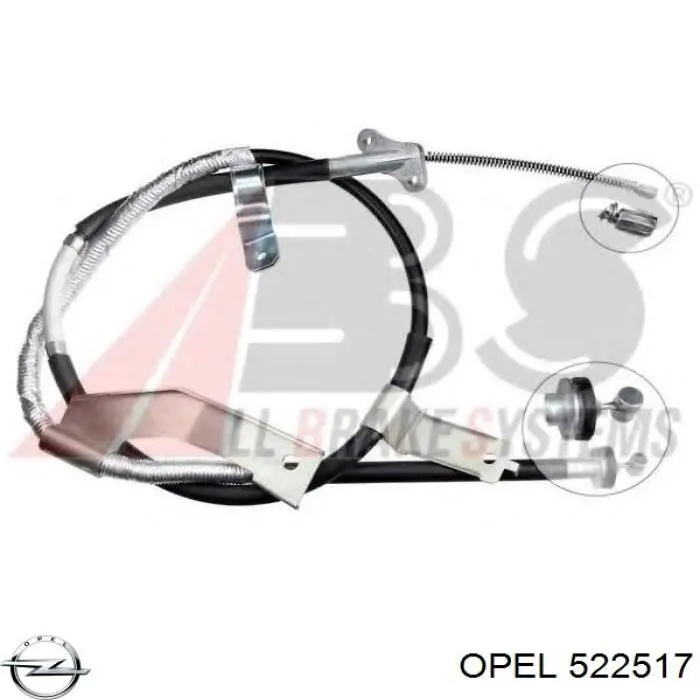 522517 Opel cable de freno de mano trasero derecho