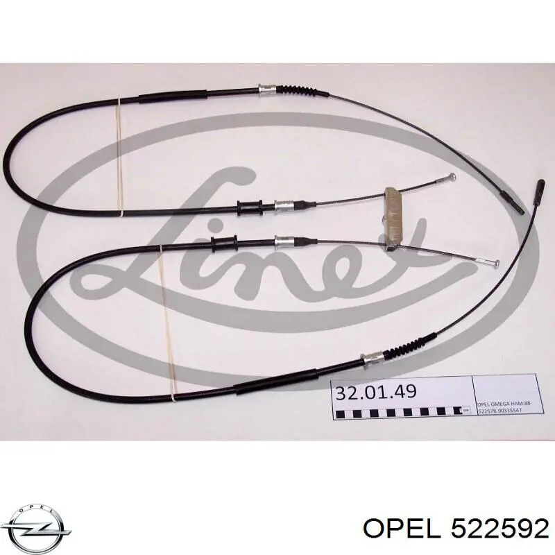 522592 Opel cable de freno de mano trasero derecho/izquierdo