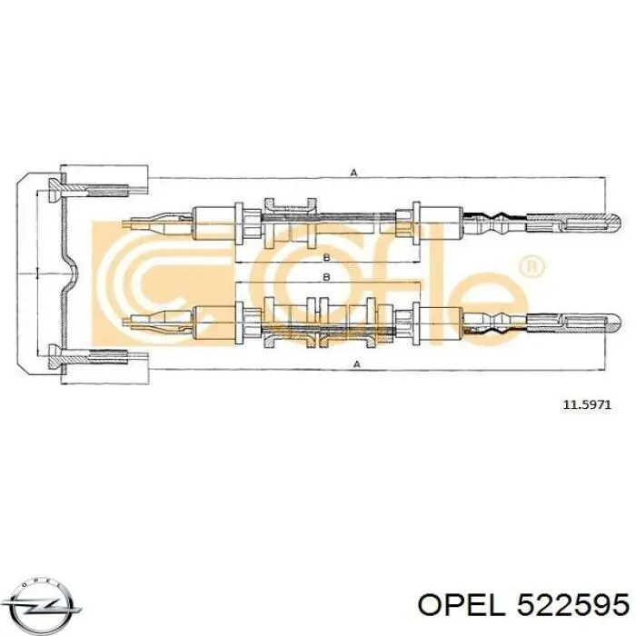 522595 Opel cable de freno de mano trasero derecho/izquierdo