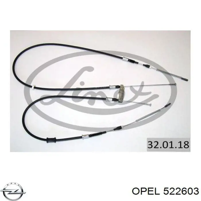 522603 Opel cable de freno de mano trasero derecho/izquierdo