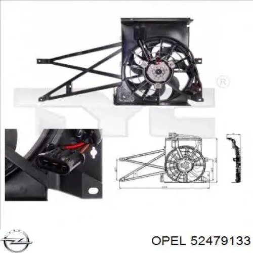 52479133 Opel ventilador (rodete +motor refrigeración del motor con electromotor completo)