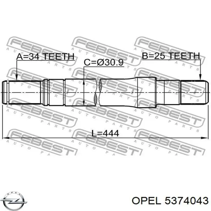 5374043 Opel semieje de transmisión intermedio