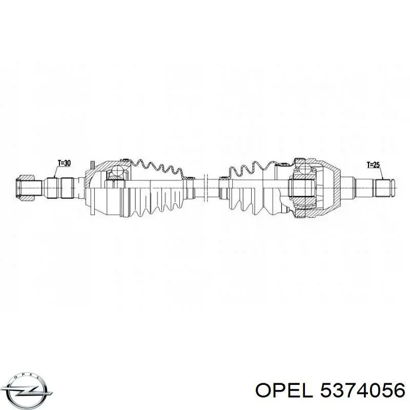 13356124 Opel árbol de transmisión delantero derecho