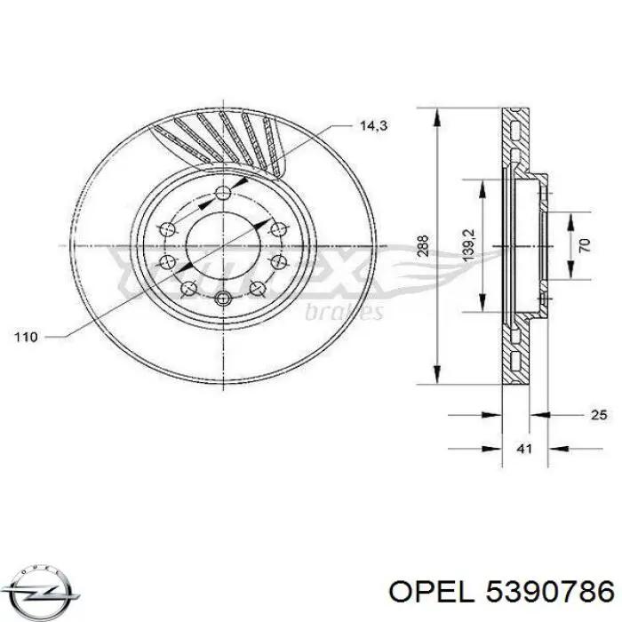 Comprar 5390786 Opel Freno de disco delantero